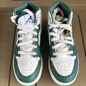 Nike Jordan Kids Green and White High-Top Sneakers